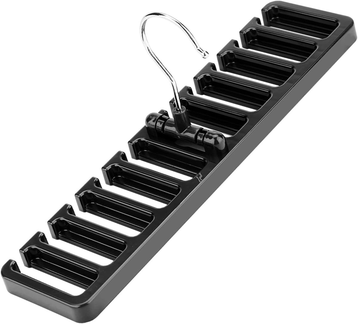 Bindriem Sjaalorganizer - Kastopslag Hanger - Garderobe Organiseren - 360 Graden Draaibaar - 10 Sleuven - Zwart