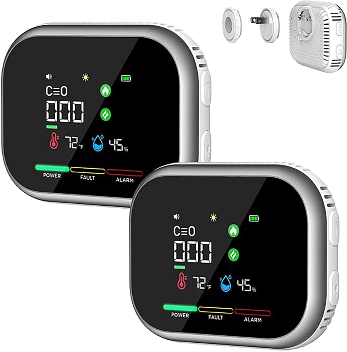 Omgevingsdetector - Luchtkwaliteit meter - Binnenklimaat meten - 6-in-1 metingen - 2-pack - Wit