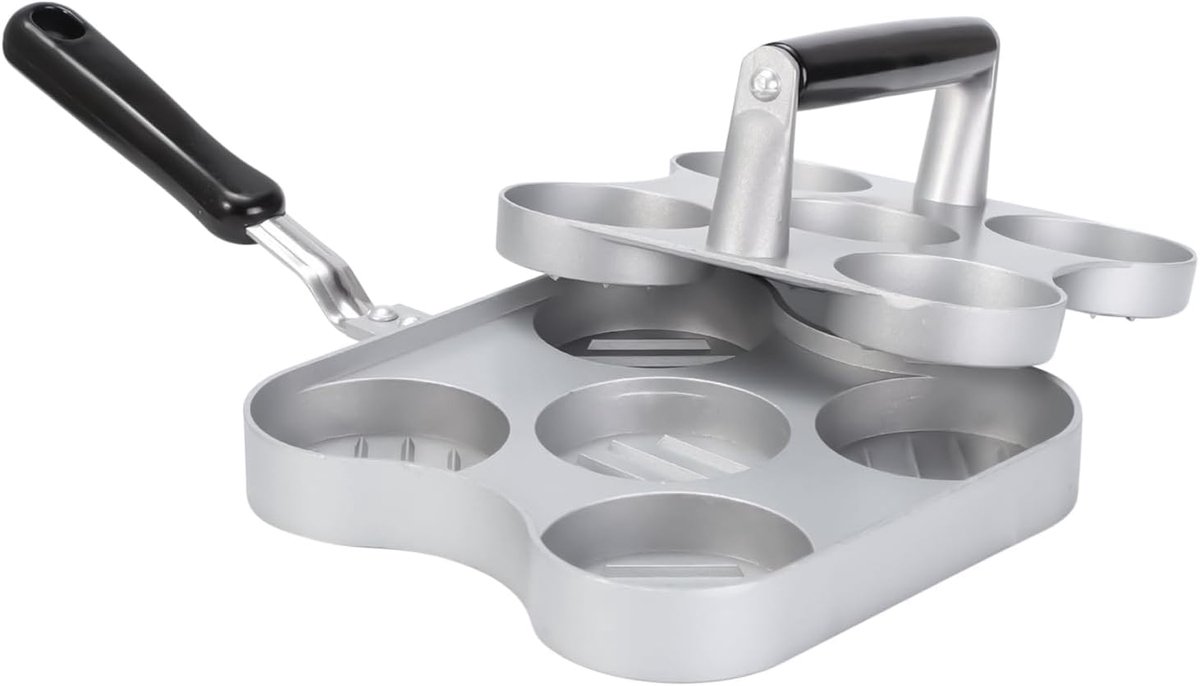 Burgerpers - Pattiemaker - Gelijkmatige Burgers - Antiaanbak Platte Bodem - 38 x 20 x 10 cm - Zwart