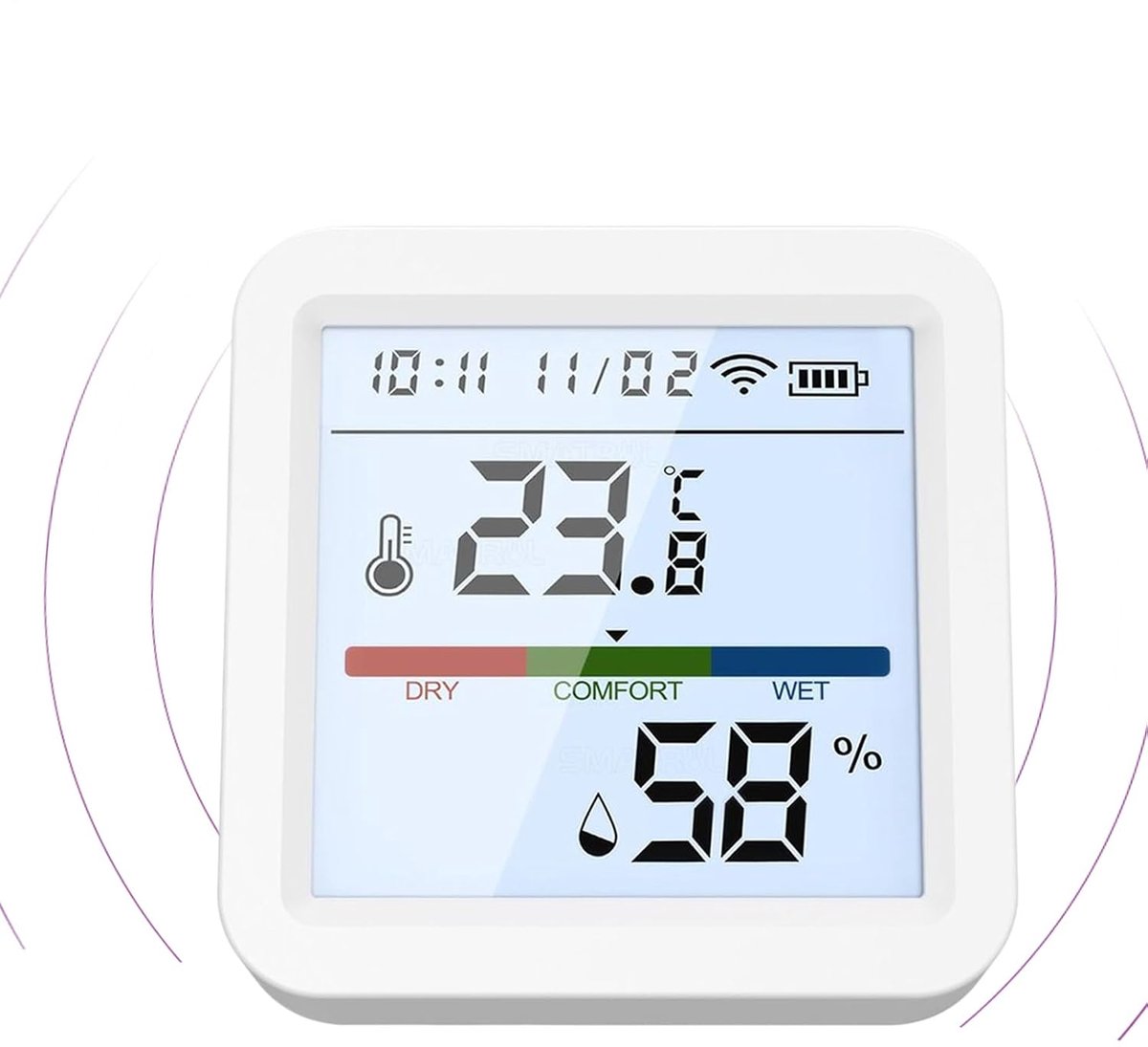 Hygrometer Binnen - Vochtigheidsmeter Temperatuurmeter - Luchtkwaliteit Monitoren - Draadloze Data Overdracht - 7 x 7 x 4 cm - Wit