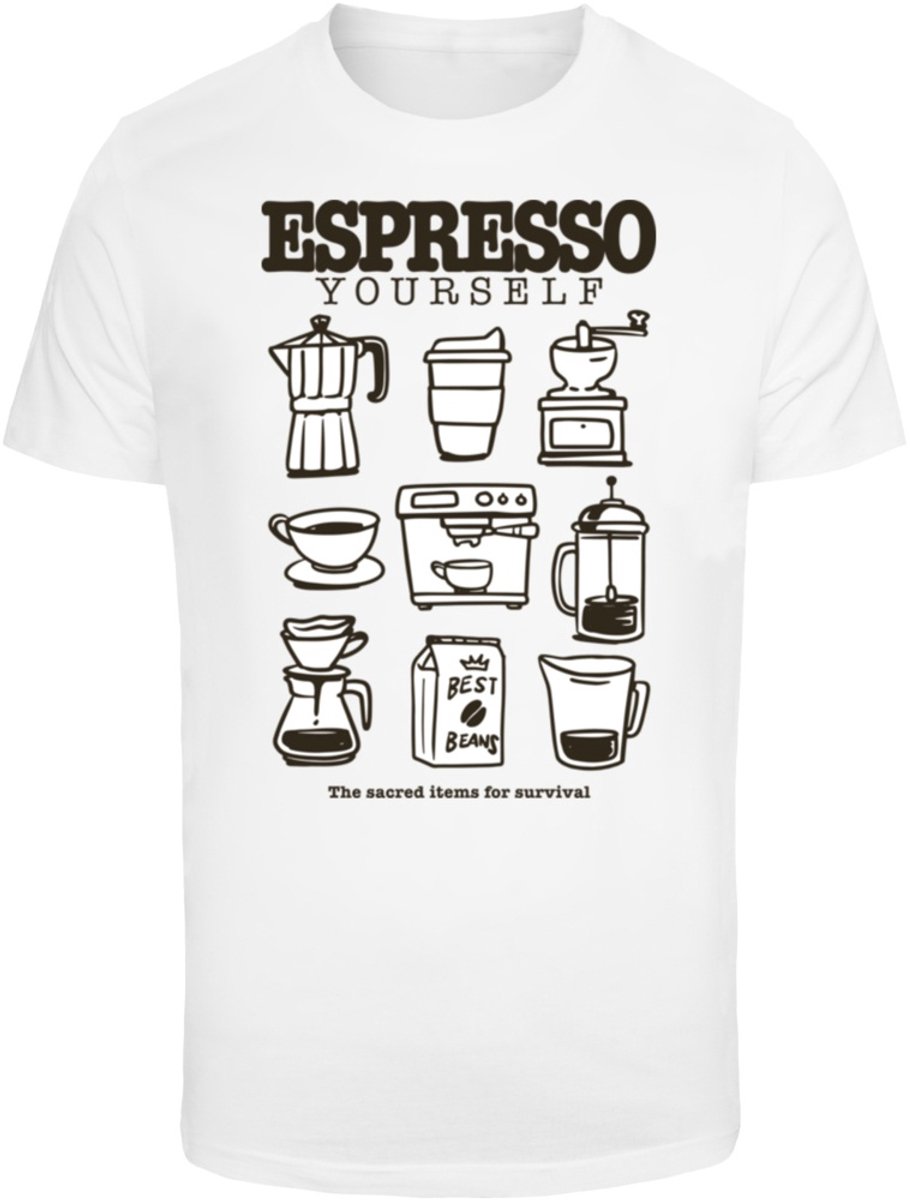Mister Tee Espresso Yourself Coffee Heren Tshirt XS Wit