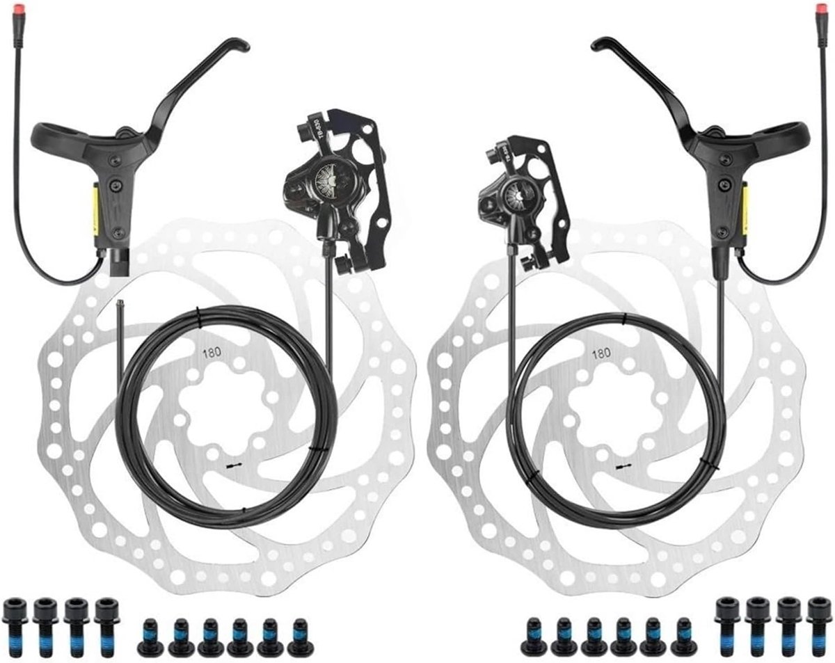 Fiets Remonderdelen - Schijfrem Set - Veilig Fietsen - Hydraulisch Dubbel Zuiger - 1100/2100 mm Leiding - Zwart