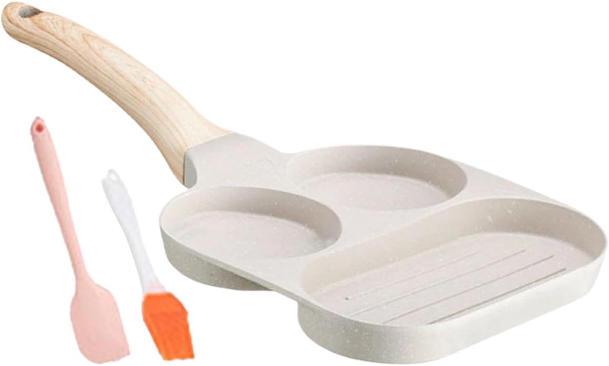 Omeletpan - Ontbijtpan - Moeiteloos Bakken - Drie Kookzones - 19 cm - Zwart