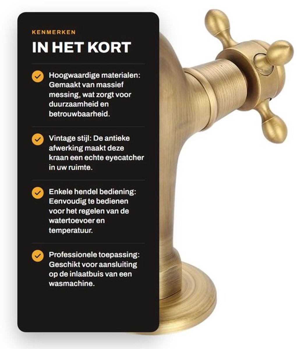 Vintage stijl corrosiebestendige wandkraan