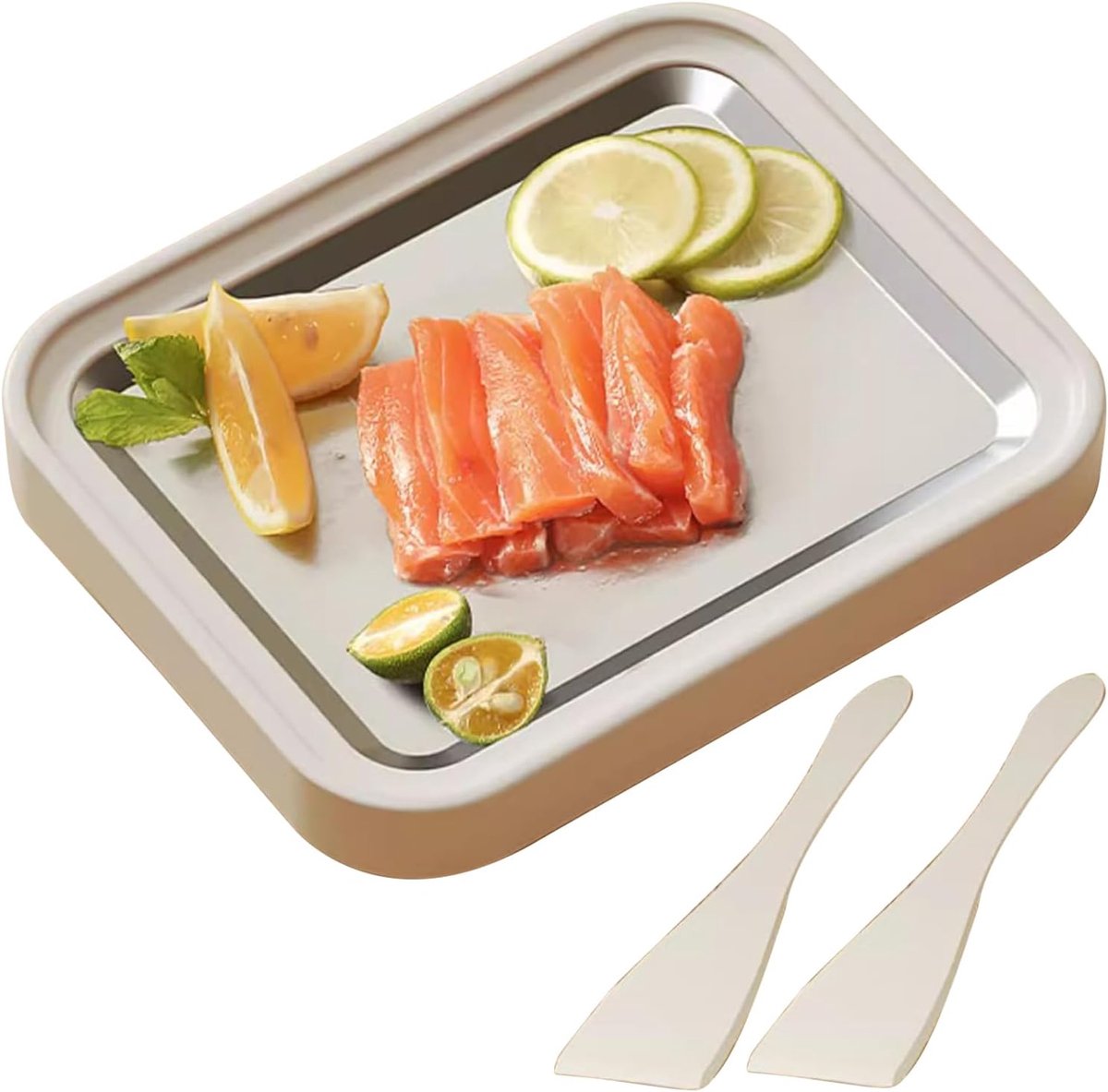 Gerolde ijsmachine - Dessertmaker Rolletjes - Zelf Desserts Maken - Geen Elektriciteit Nodig - 26 cm Groot Model - Wit