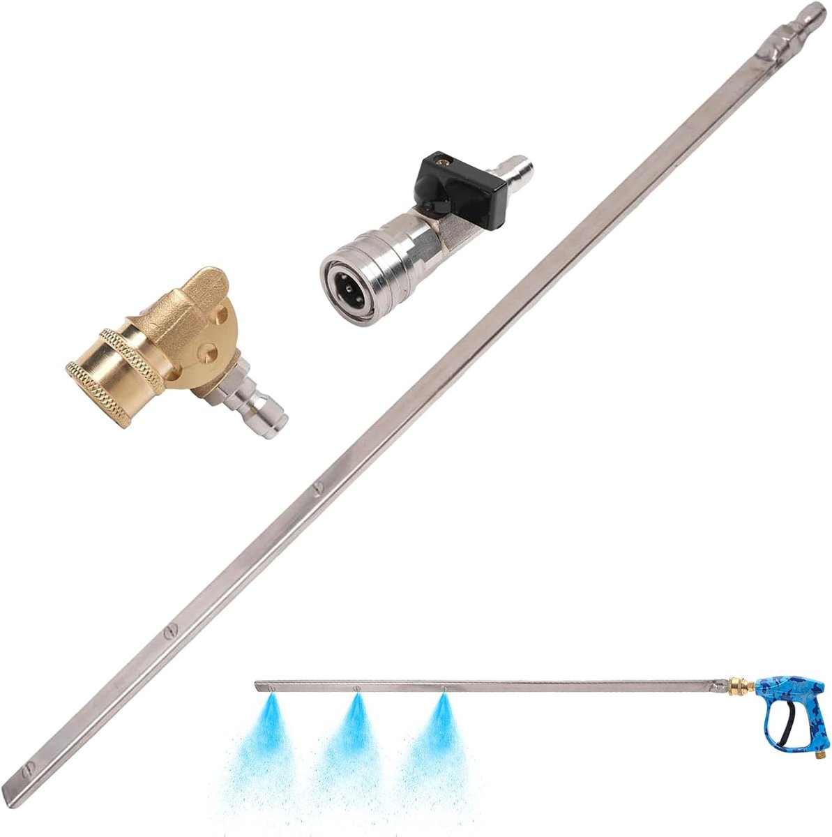 Reinigingsstaaf - Schoonmaak Gereedschap - Auto Onderhoud - Multifunctioneel 3-gaten - 57 cm - Grijs