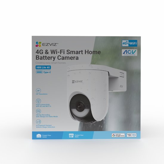 EZVIZ HB8 Lite 4G - 2K+ Pan-Tilt Beveiligingscamera - 360° Vision, AI Detectie & Auto Tracking - Kleur Nachtzicht - WiFi 6 - Sirene & Spotlight - IP65 van EZVIZ — afbeelding 5