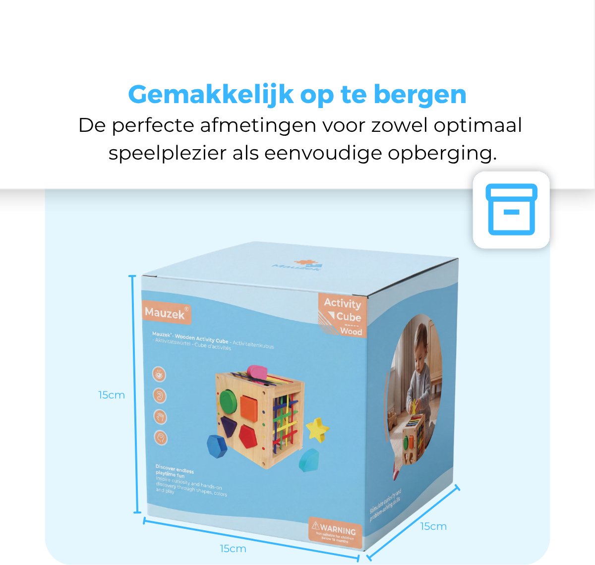 Mauzek® Houten Activiteiten Kubus – Montessori Speelgoed – Houten Speelgoed – Blokkendoos – Speelkubus – Sensorisch Speelgoed – Educatief Speelgoed – Vormenstoof – Peuter Speelgoed – Jongens – Meisjes – 1 jaar – 2 jaar –3 jaar –4 jaar — afbeelding 5