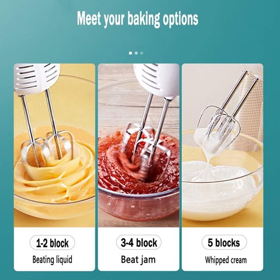 Elektrische Handmixer - Keukenmachine Garde - Thuis Bakken - 5 Snelheden - 150 Watt - Wit — afbeelding 2