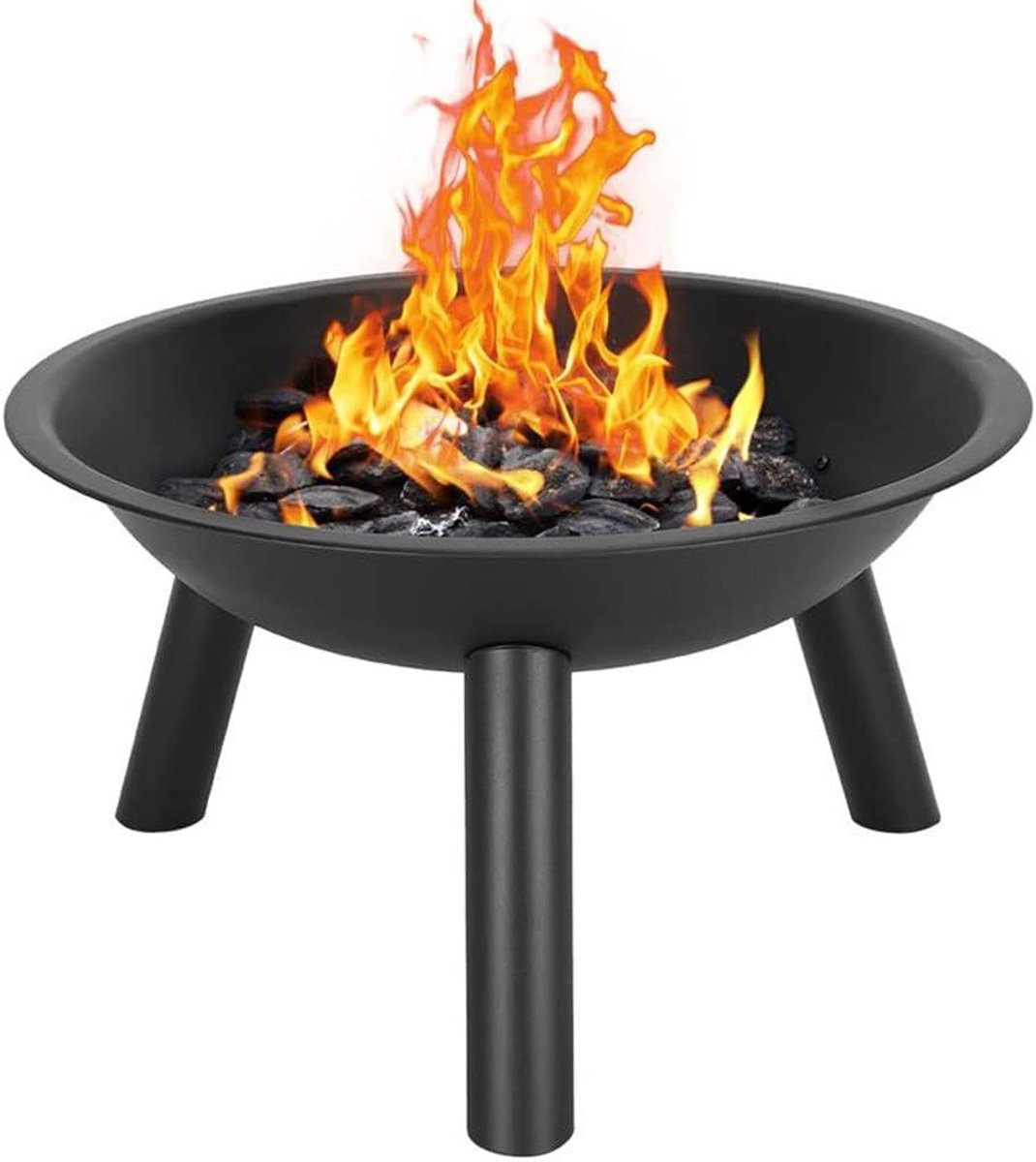 Kampvuur Pot - Buitenhaard Schaal - Gezelligheid Buiten - Drie Stabiele Poten - 52 cm Diameter - Zwart