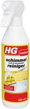 HG sanitair schimmel, vocht & weervlekkenreiniger. Fles met spuitdop en gele/rode etikettering.