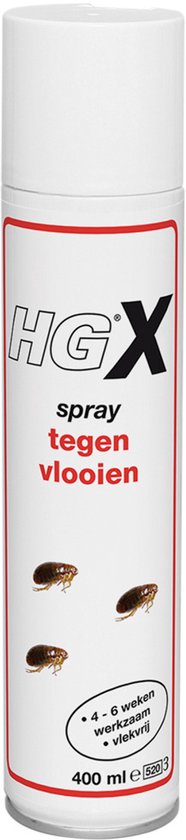 HGX spray tegen vlooien, 400ml, met afbeeldingen van vlooien