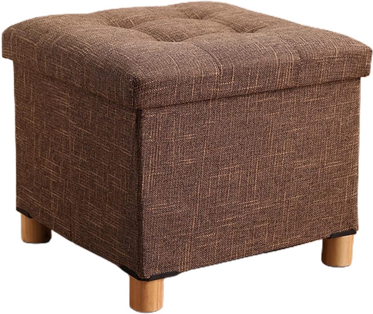 Opvouwbare Poef - Opbergkruk Voetenbank - Opbergen Rommel - Met Houten Poten - 30cm - Veelkleurig