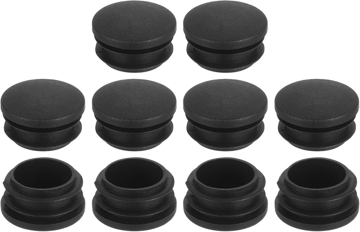 Plastic Gatstoppers - Ronde Buisstops - Vloeren Beschermen - Flexibel Geribbeld Ontwerp - 12 Stuks - Zwart