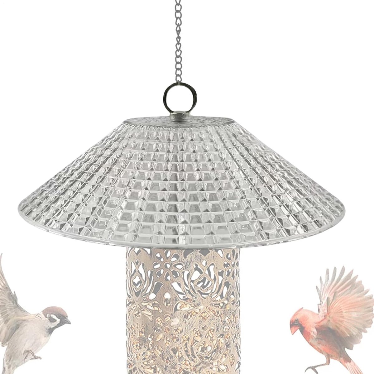Vogelvoederhoes - Vogelhuisje Accessoire - Voedsel Beschermen - Transparant Antidiefstal - 28 x 28 x 7 cm - Transparant