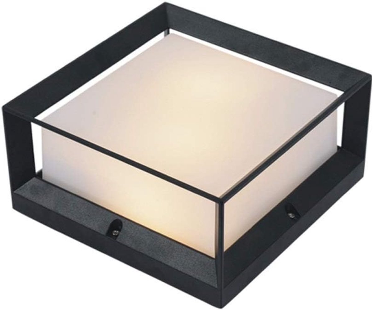 Waterdichte Buitenlamp - Tuin Kolom Lantaarn - Landschap Verlichting - Aluminium Acryl - Grootte 10 - Zwart