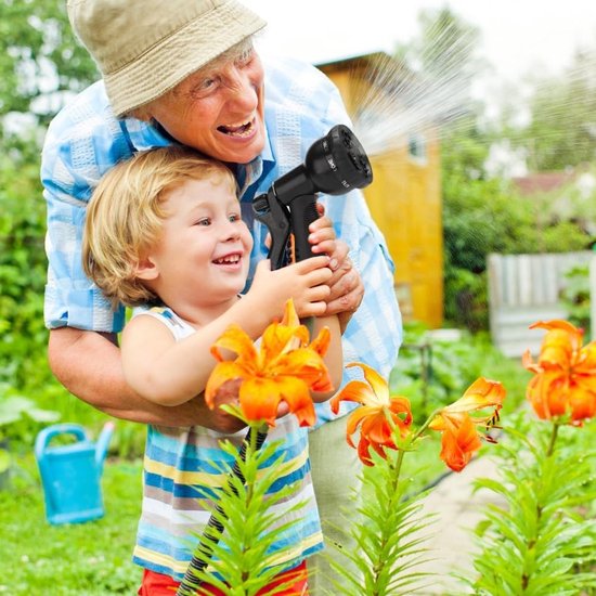 Flexibele tuinslang, 15 m, flexibele waterslang, rekbaar, uittrekbare tuinslang, flex met 8 functiesproeiers, sproeier, slang, flexibel, Geschikt voor tuin, huisdier, autowassen (zwart) van Merkloos	 — afbeelding 3