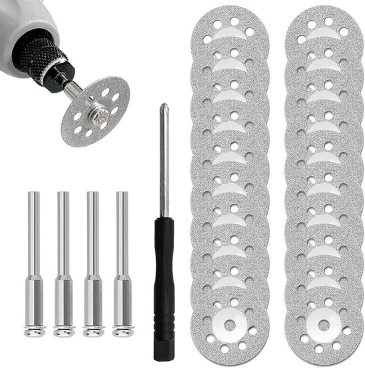 Doorslijpschijf diamant 22 mm met 4 doorns voor glas en steen