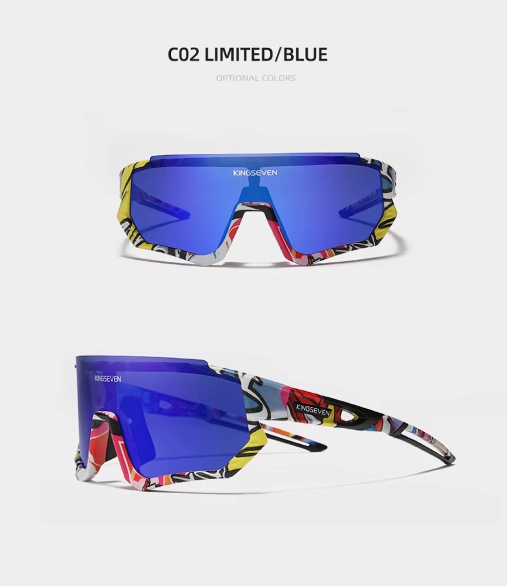 Kingseven Wielren Zonnebril UV400 – Blauw Spiegelglas – 910