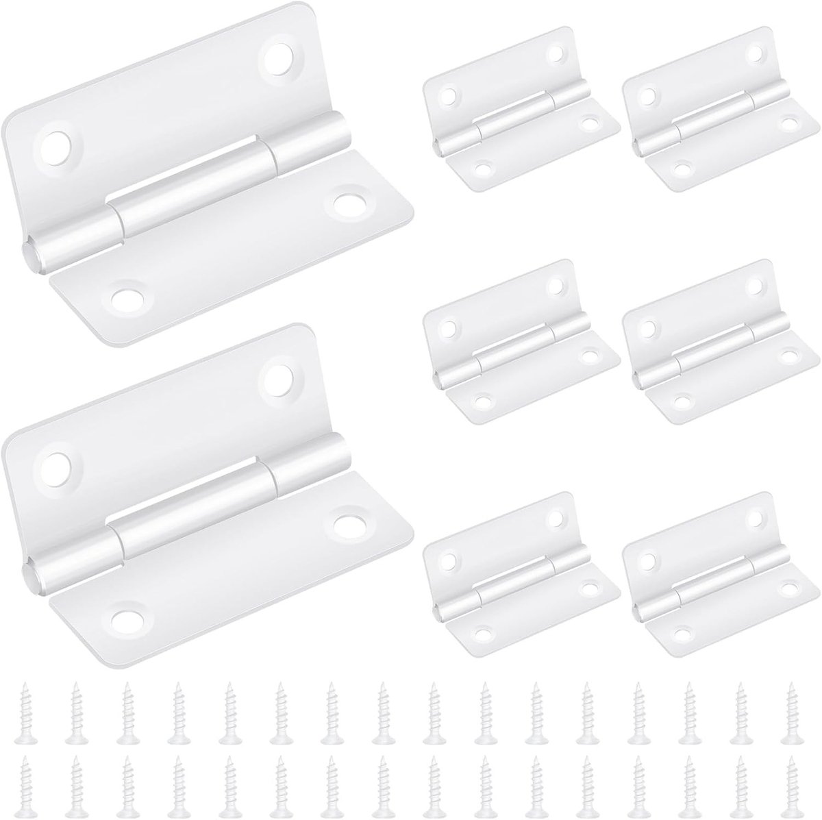 Hinges voor houten deuren, kasten en ramen - 8 stuks, 50 x 39 mm, roestvrij staal, set van 32, wit