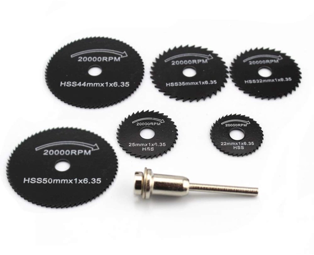 Set van 7 HSS Stalen Cirkelzaagbladen en Snijdiskringen voor Dremel en Rotatietools - Precisie Snijden, Houtbewerking, Metaalbewerking