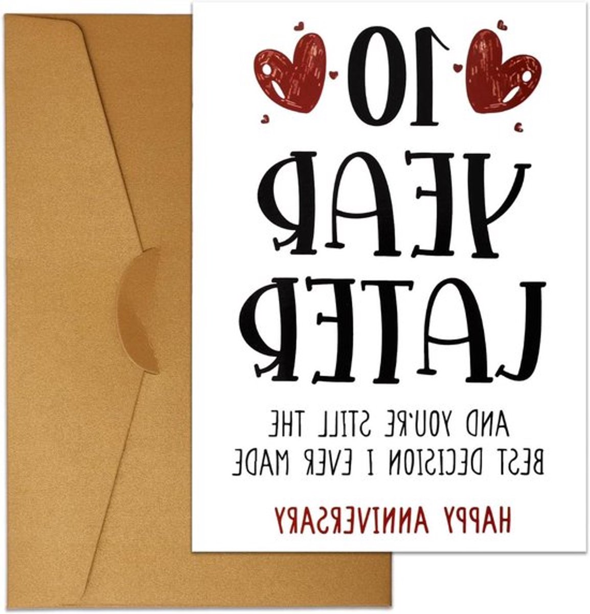 Allecto Plus - Grappige - Tenth Anniversary Card voor Echtpaar