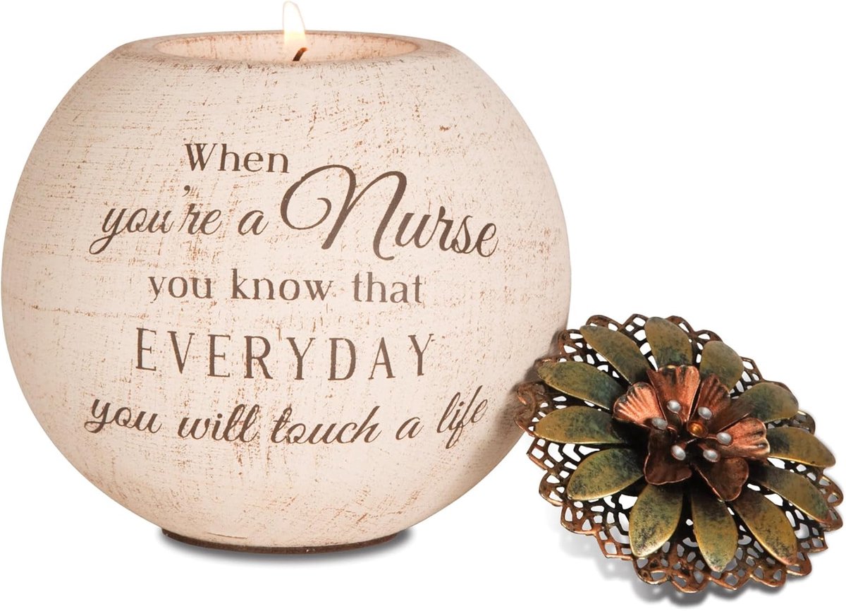 Kandelaar met Tekst - Decoratieve Houder - Sfeer Creëren - Handgemaakt Metalen Deksel - 10.2 cm - Beige