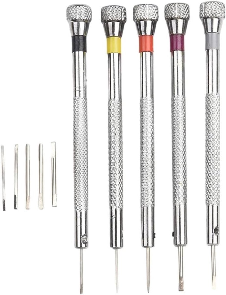 Precisie Schroevendraaiers - Mini Gereedschap - Horloge Reparatie - 5 Delige Set - 0.8 - 1.6 mm - Multicolor