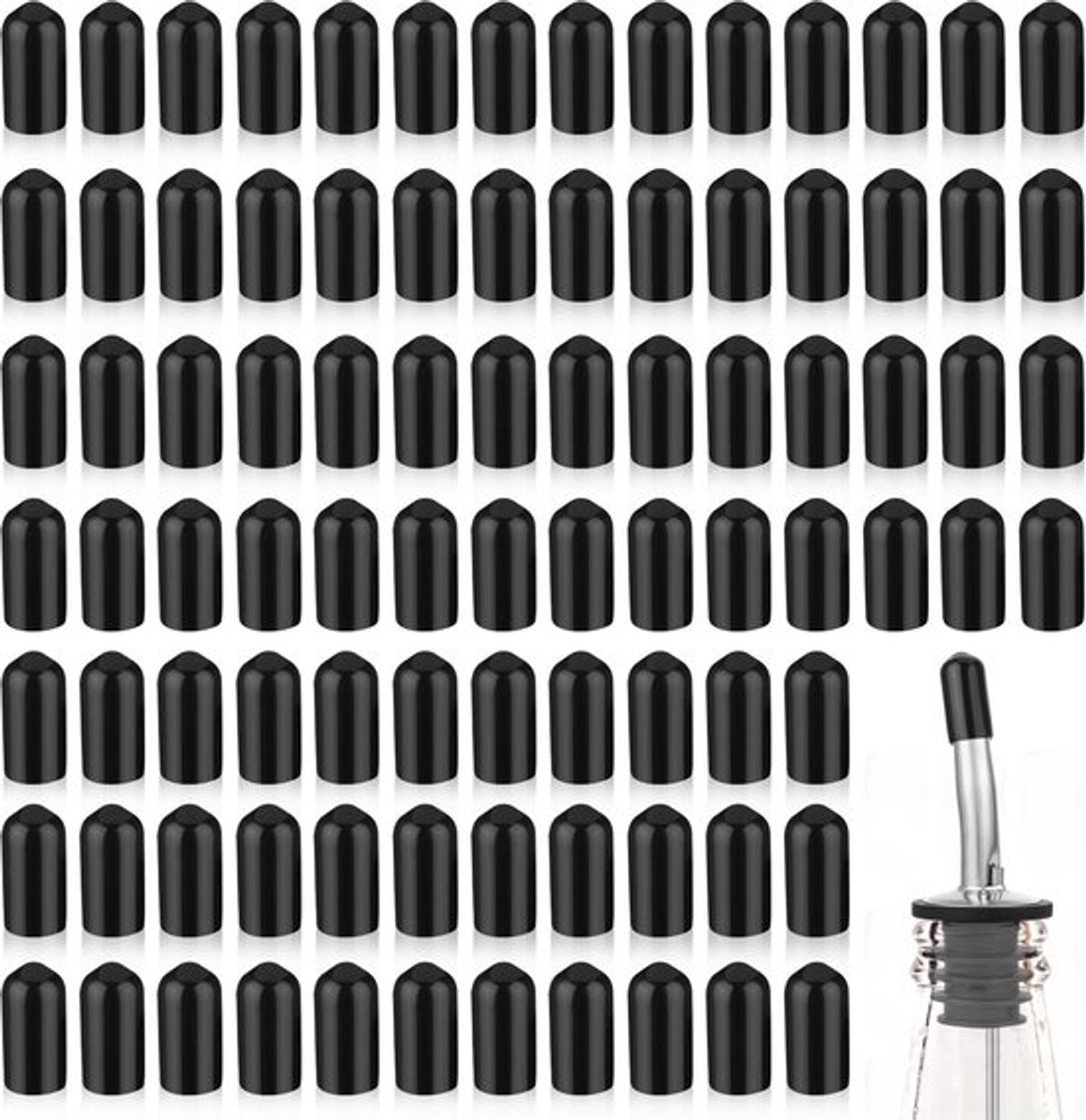 Zeynomax - Bottle Dust Protection - Pouring Spouts - 100 Stuks - Rubber Caps