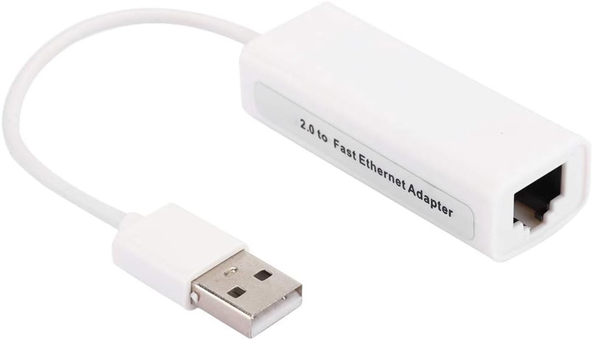 USB Ethernet Adapter - Netwerkkaart - Internet Verbinding - Realtek Chip - 19x5x3 cm - Wit