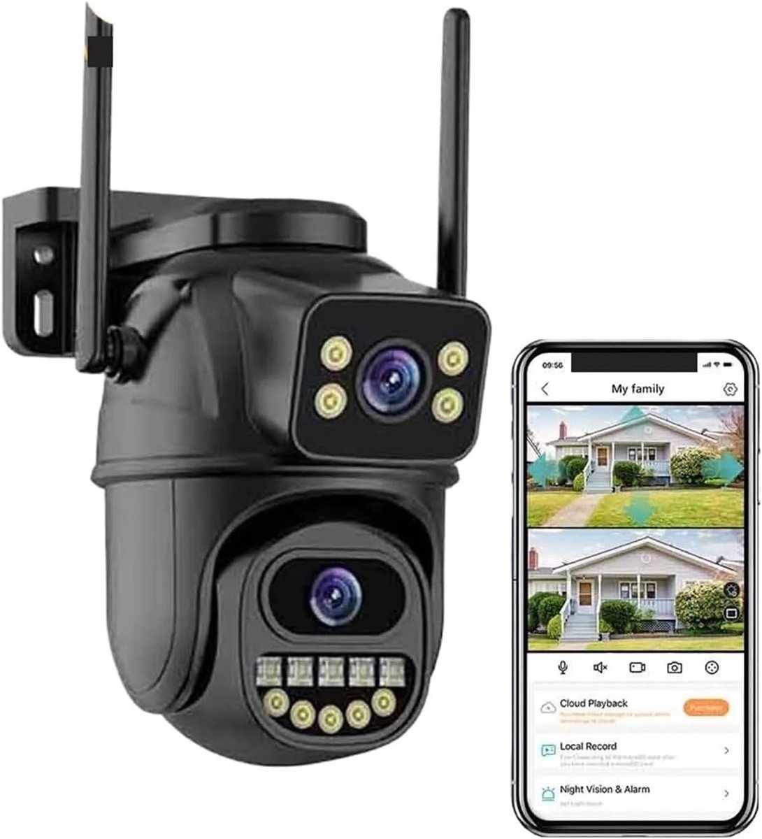 Beveiligingscamera Buiten - IP Camera Wifi - Huis Beveiligen - Dubbele Lens Techniek - 8MP - Wit