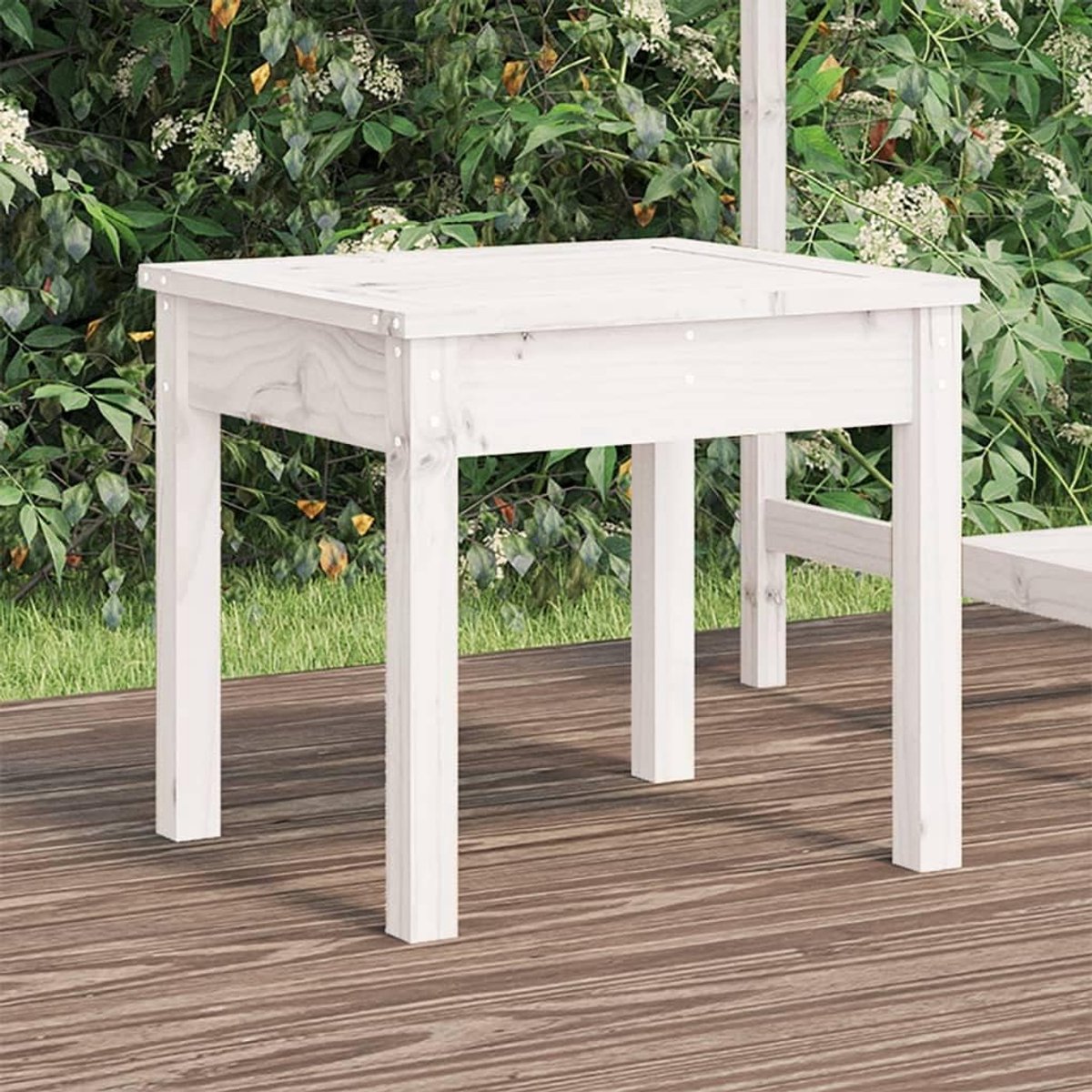 Tuinbank Grenenhout - Houten Bankje - Buiten Zitten - Lattenbodem Design - 50 x 44 x 45 cm - Wit