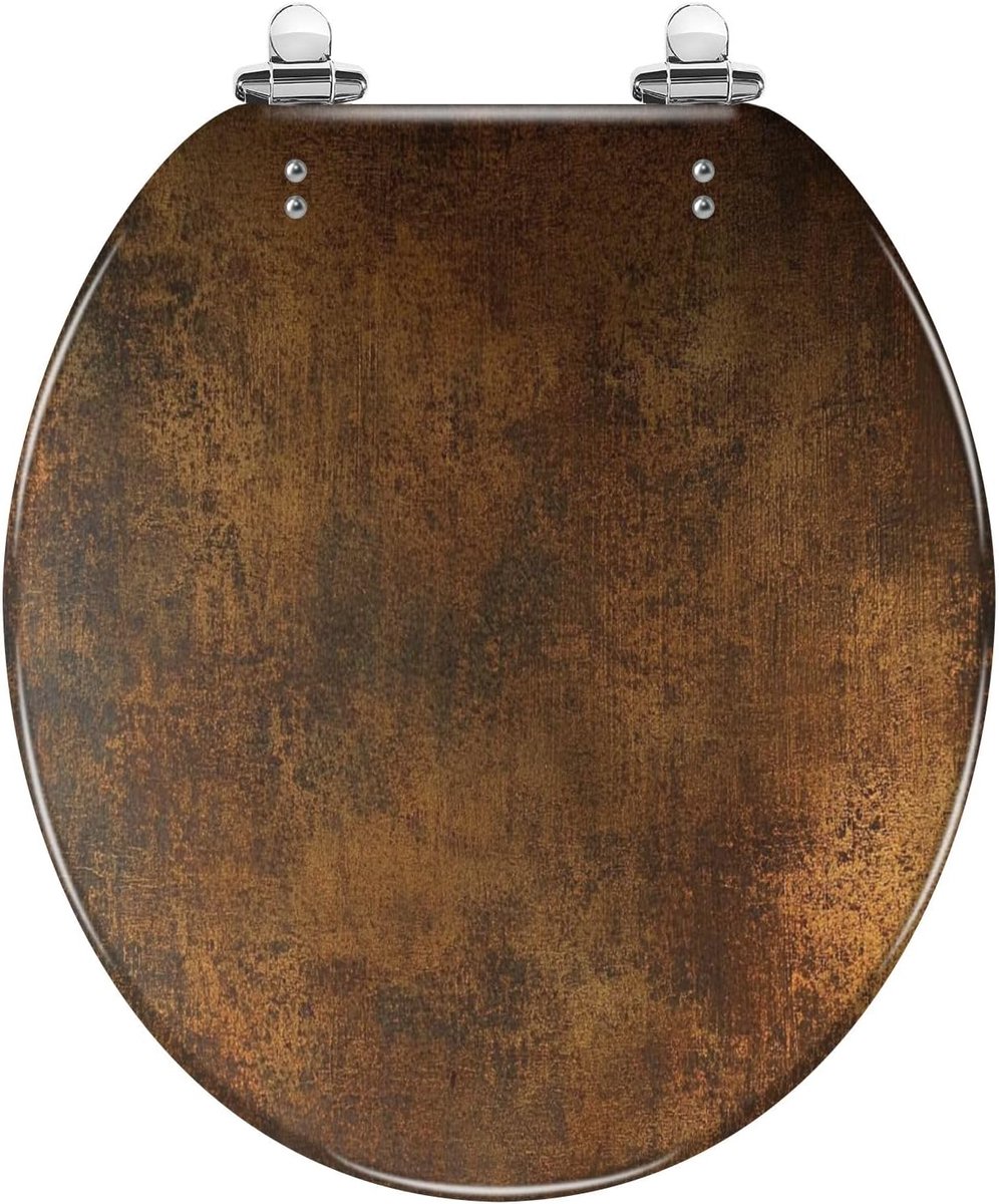 Toiletbril met Deksel - Zitting Toilet - Badkamer Vernieuwen - Langzaam Sluitend - 41.9 x 36.8 cm - Antiek Koper
