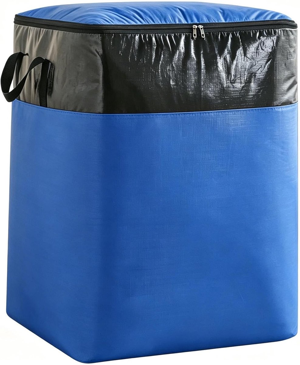 Grote Verhuiszak - Kledingcontainer Opbergzak - Ruimte Besparen - Transparant Kijkvenster - 140 Liter - Blauw