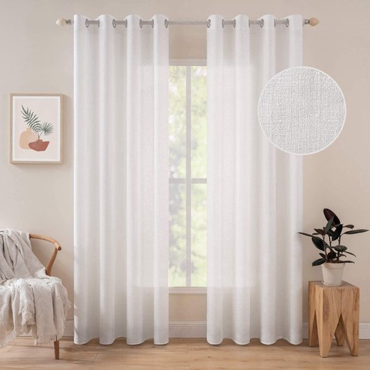 Zeynomax - Voile-gordijnen - Transparant - Luchtig en lichtdoorlatend - Puur wit