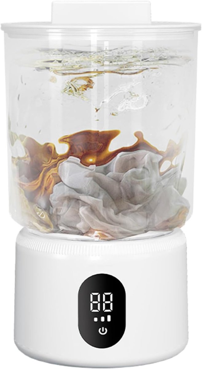 Mini Wasmachine Compact Apparaat Kleine Was Draadloos Werking 1 Liter Wit