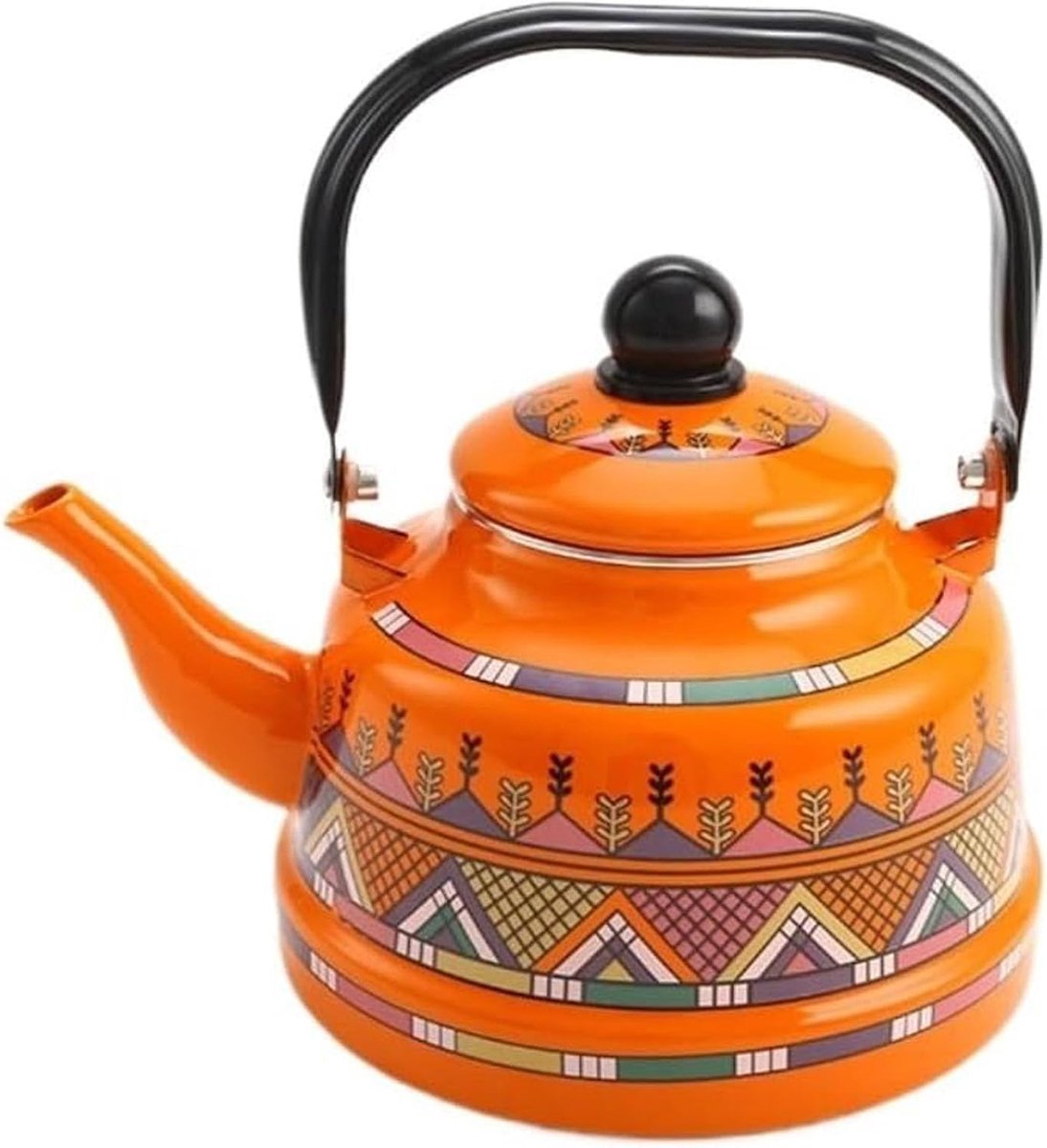 Camping fluitketel - Theeketel Emaille - Water Koken - Elegant Vintage Design - 2.5L Capaciteit - Oranje