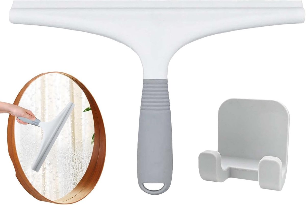 Raamtrekker - Douchewisser - Gladde Oppervlakken Reinigen - Ergonomische Grip - 25.5 x 17 cm - Wit
