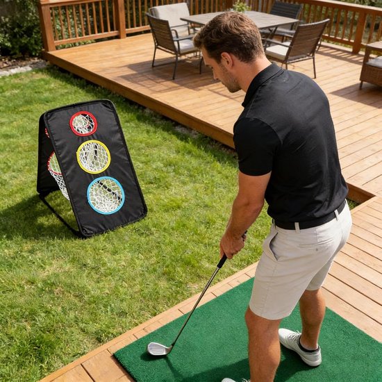 Golf Oefennet - Swing Trainingsnet - Golfvaardigheden Verbeteren - Dubbelzijdig Trainen - 60 x 34 cm - Zwart van GOLF — afbeelding 5