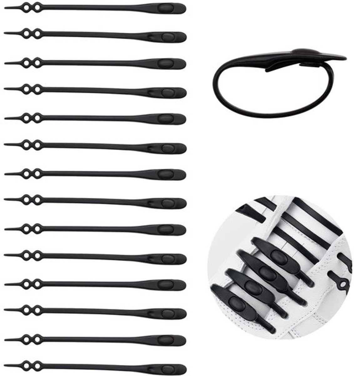 MTTProducts - Lazy Elastic Laces - Snel loslaten - Zwart - Verstelbare elastische