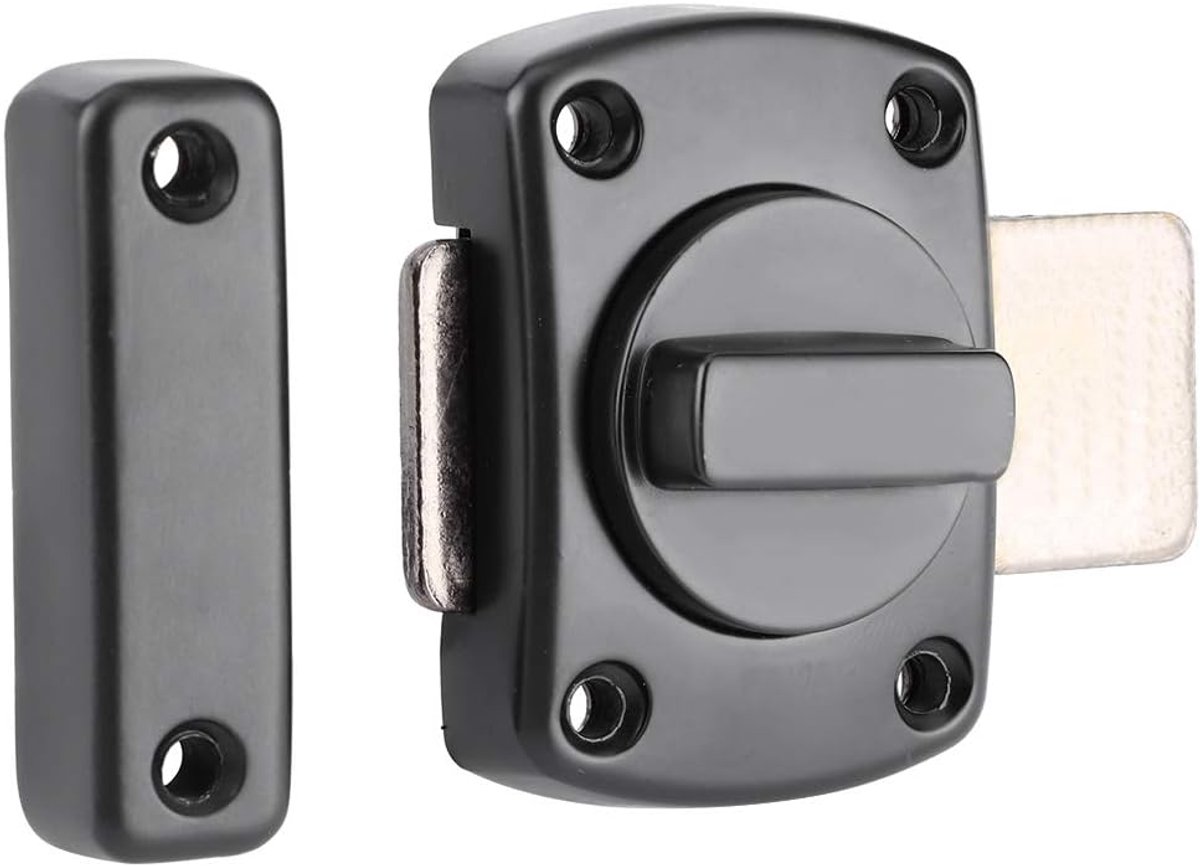Deurslot - Schuifdeur slot - Kast beveiligen - 180 graden rotatie - 8 x 7 x 3 cm - Zwart