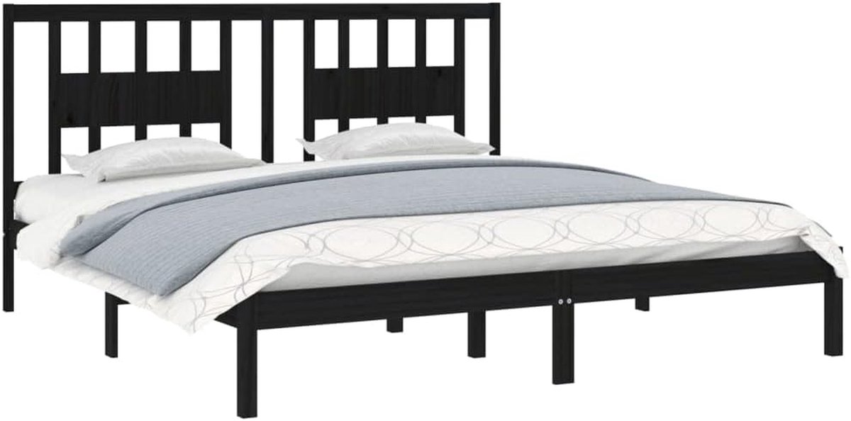 Houten Bedframe - Ledikant - Ontspannen Slapen - Massief Grenenhout - 200x200 cm - Zwart