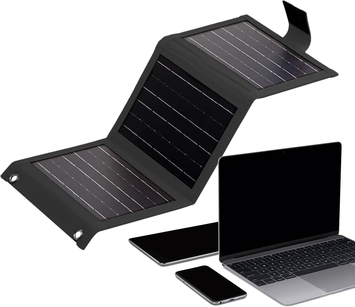 Draagbaar Zonnepaneel - Opvouwbare Lader - Outdoor Opladen - Monokristallijne Cellen - Compact Formaat - Zwart