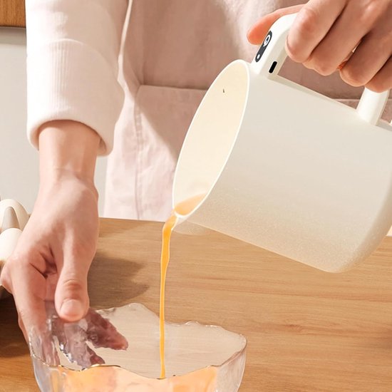 Elektrische Eierklopper - Draagbare Mixer - Beslag Maken - Zelfreinigend Mechanisme - 1 Liter Capaciteit - Beige — afbeelding 5