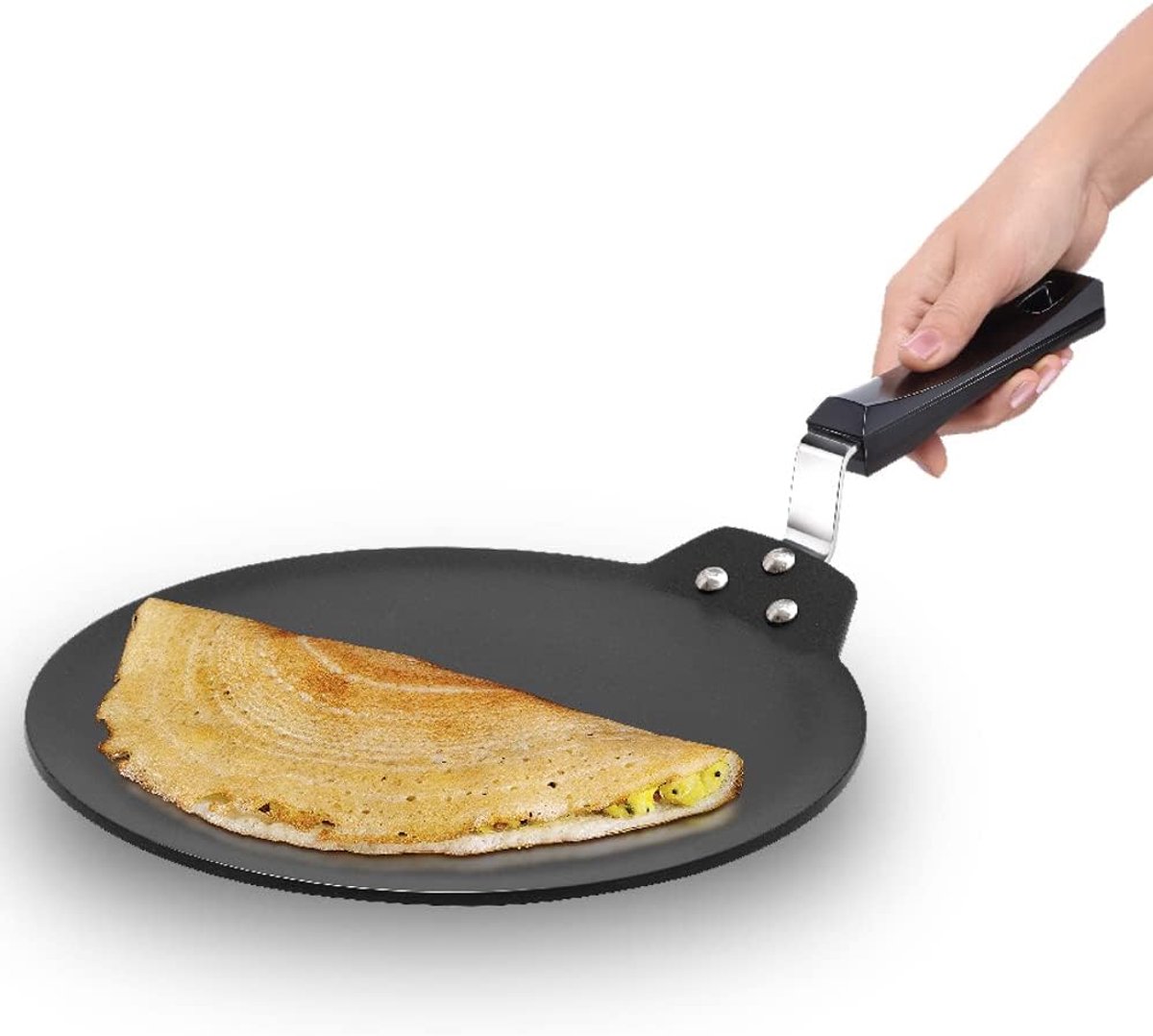 Dosa Tava - Koekenpan - Pannenkoeken Bakken - Non-stick Coating - 30cm Diameter - Zwart