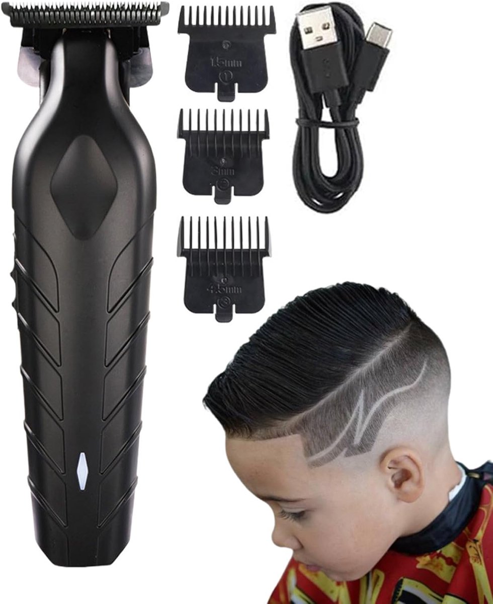 Baardscheerapparaat mannen - Haarknipper trimmer - Thuis styling - Zero space grooming - 15 x 2 cm - Zwart
