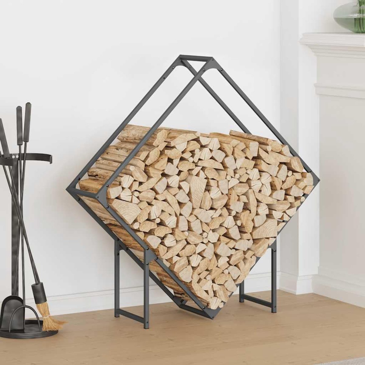 Haardhoutrek - Houtopslag - Haardhout Opslag - Verbeterde Luchtcirculatie - 100 x 25 x 100 cm - Antraciet