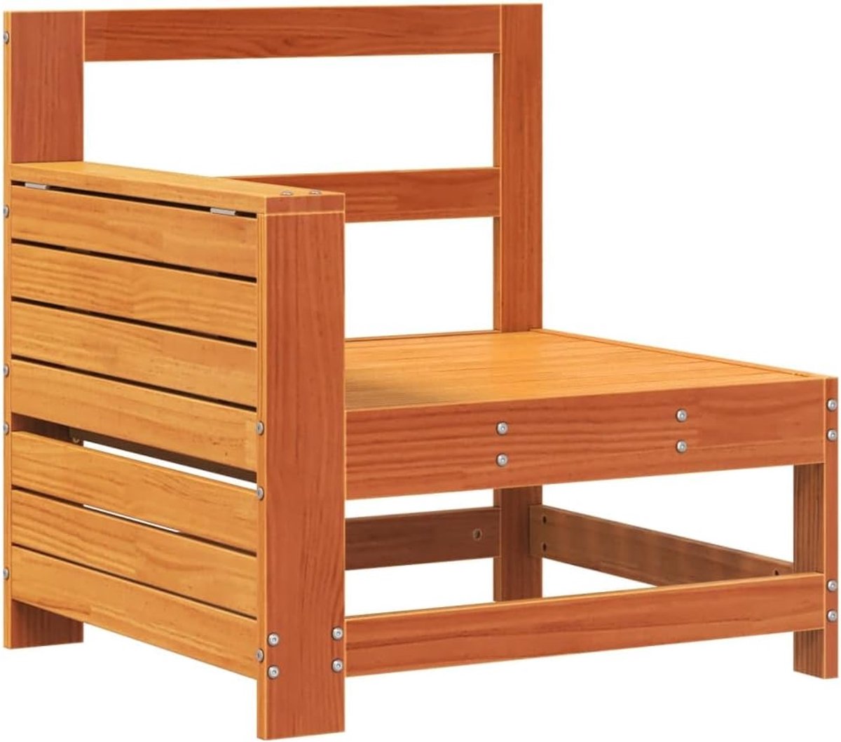 Houten Tuinbank - Buitenbank Lounge - Ontspannen Buiten - Inklapbaar Tafelblad - 70.5 cm Hoog - Bruin