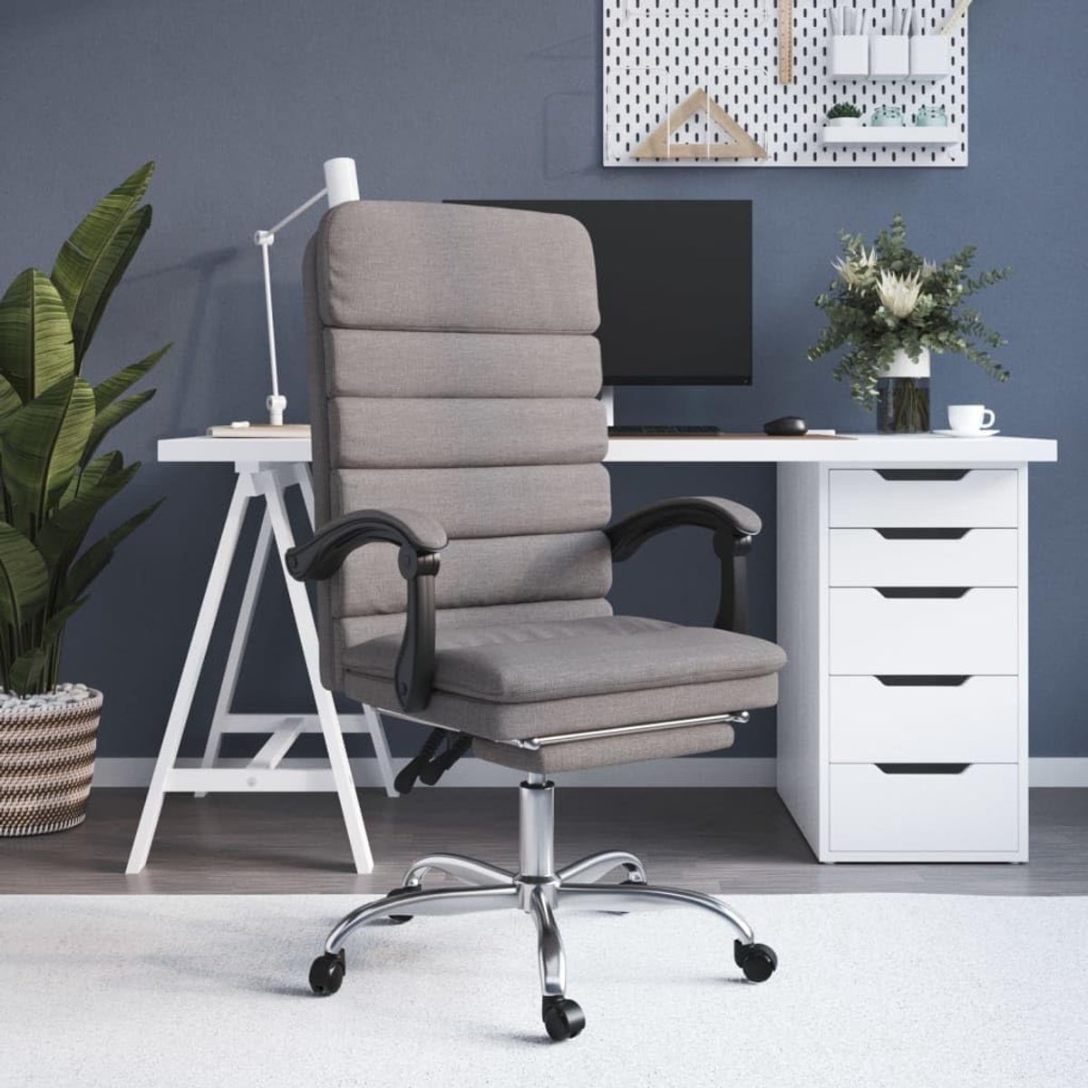 Bureaustoel Massage - Comfort stoel - Ergonomisch werken - Geïntegreerde voetensteun - 110 kg belastbaar - Taupe
