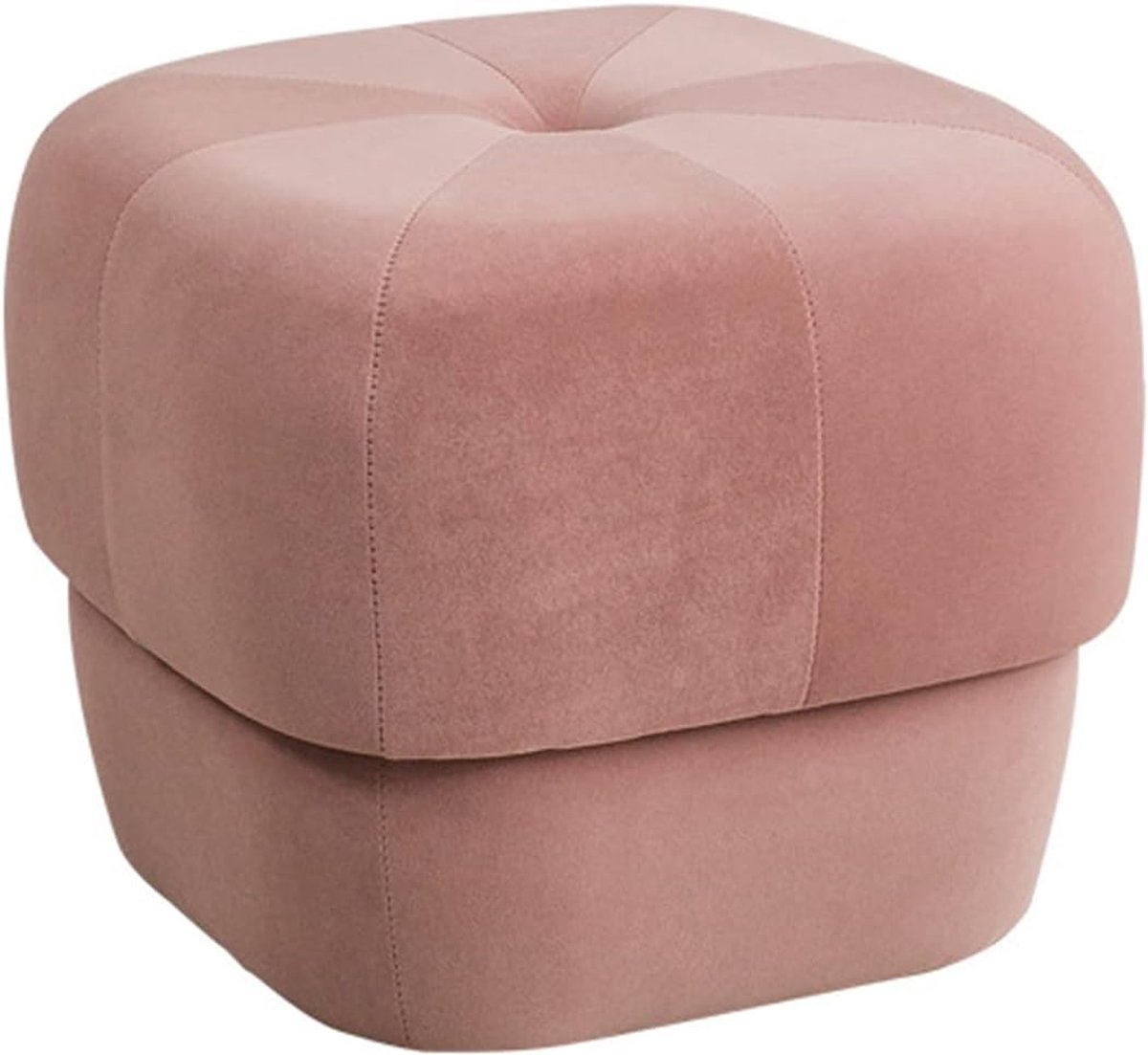 Ronde Voetenbank - Ottomaan Poef - Woonkamer Decoratie - Moderne Paddenstoelvorm - 40x38 cm - Roze